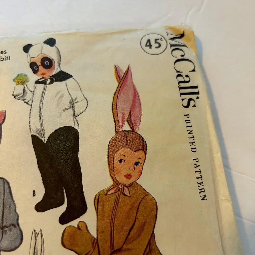 McCalls Vintage 1940's Pattern #1485 Kids Costumes Cat, Panda, Rabbit Size‎ 10